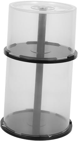 Warmhm 2pezzi Contenitore Per Cd Dvd Trasparente Gancio Per Torta Scatola Di Stoccaggio Vuota Per Dvd Porta Cd Trasparente Capacità Dischi Colonna Gancio Nero