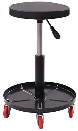 DJOAIUYF Rollhocker Verstell Werkstatt Sitz 44-56cm Sitzhöhe Werkstatthocker,Max. Belastbarkeit: 136.08kg/300lbs Sitz mit Ablagetablett für Innen Verschiedene Autoreparatur