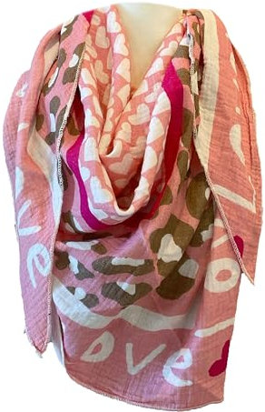 FASHION YOU WANT Damen Schal XXL Dreieckstuch Damen Dreieck Schal Halstuch Baumwolle Musselin Poncho ohne Kratze an Haut Hergestellt in Italien 135 cm×135 cm×220 cm (S10)