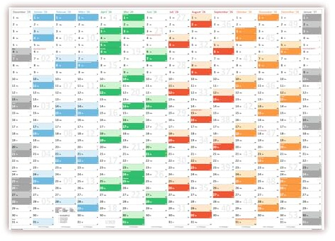 Rainbow Premium Classic2 Wandkalender/Wandplaner DIN A0 2026 (gerollt) Format (841 x 1189 mm) 14 Monate