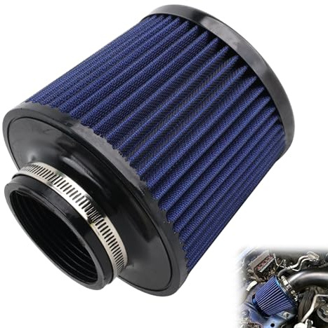 VVORHSBELL 3Cool Air Filter,76mm High Flow Round Tapered Cone Closed-Top Cool Air Filter Cleaner Compatible with car and Motorcycle (Blue)