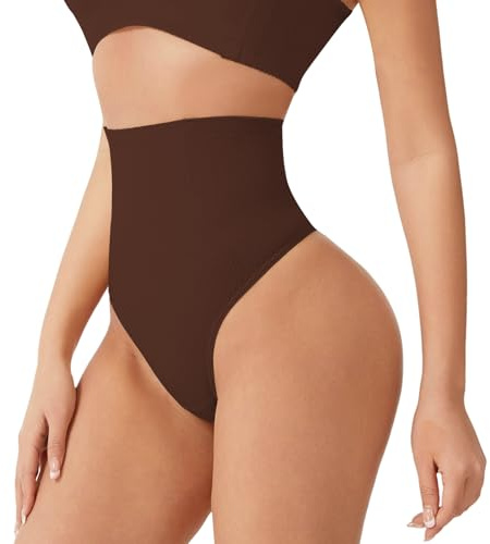 Yekartary Thong Shapewear for Women Tummy Control Underwear Butt Lifter Panties Seamless Body Shaper Coffee