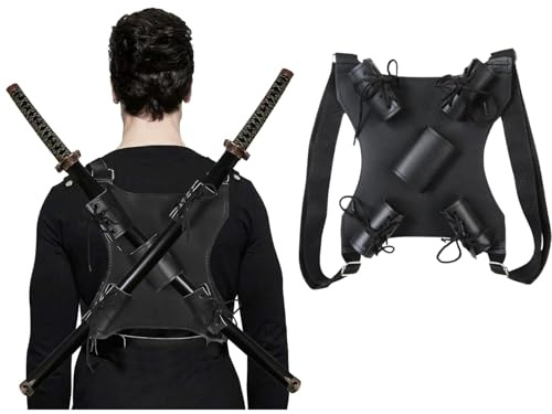 Correa Trasera de La Funda de La Espada, Bolsillo Ajustable para Espada de Cuero, Espalda de Espada Ninja de Cuero, Espalda de Espada Con Correa para El Hombro, Para Juegos de Rol de Samuráis