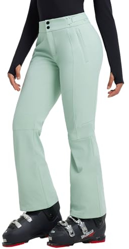 baleaf Pantalones de esquí para mujer, resistentes al agua, pantalones de senderismo, softshell, para invierno, transpirables, con forro cálido, pantalones de snowboard, esquí, verde, S
