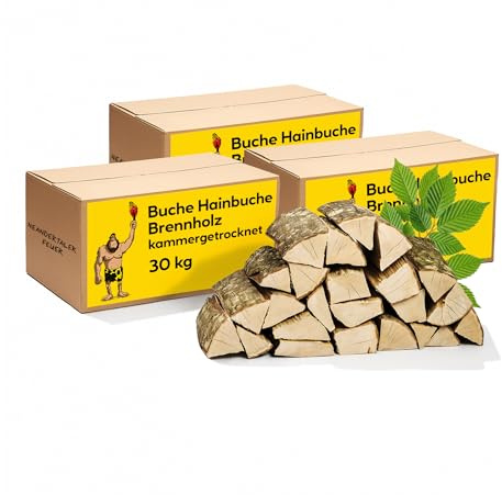Neandertaler Feuer Brennholz Feuerholz Buche - Grillholz 25 cm 90 kg Holz für Feuerschale Grill Pizzaofen Smoker Lagerfeuer | Räucherholz Hartholz Woodfire Dekoholz Laubholz