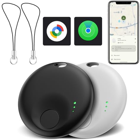 Air Tracker Tag Android Smart Tag, GPS Tracker Schlüsselfinder Android kompatibel mit Google Mein Gerät Finden, Bluetooth KeyFinder für Gepäck/Reisepässe/Koffer/Geldbörse (1 Black 1 White)