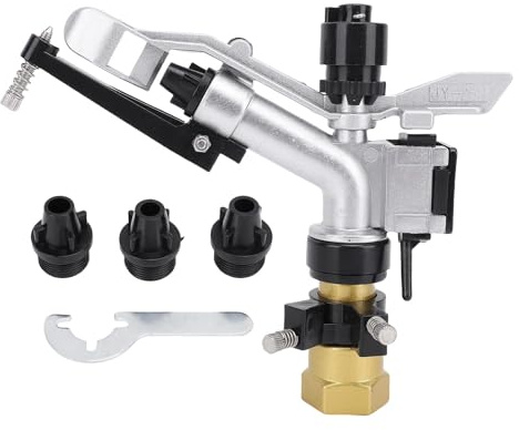 Arroseur Agricole, Pistolet Arrosage en Alliage de Zinc, Grande Surfaces, Rotation Automatique, Arroseur à Impact pour Ferme Cour Pelouse Jardin Arrosage