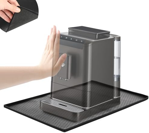 Unterlage für Kaffeemaschine, Anti-Rutsch Silikonmatte für Kaffeevollautomat, 48x30 CM, Felt, Anti-Rutsch, Kompatibel Mit De Longhi, Philips, Siemens Usw