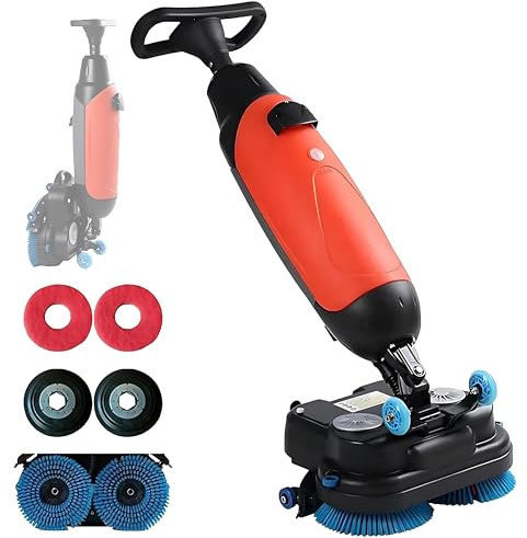 Dfdieratve Laveuse de Sol Professionnelle, Largeur de Nettoyage de 43 cm, Capacité de Nettoyage de 12 000 Pi²/H, 240 Nettoyage en Profondeur RPM, Double Brosse, Autolaveuse électrique