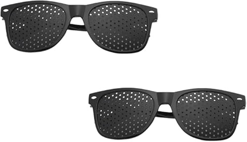 Hitopin Lunettes à Grille et Sténopéïques,6PCS Lunettes Repos à Sténopé, Lunettes Sténopéïques,Lunette à Grille avec des Branches Pliables,pour l'entraînement et la Relaxation des Yeux (Noir)