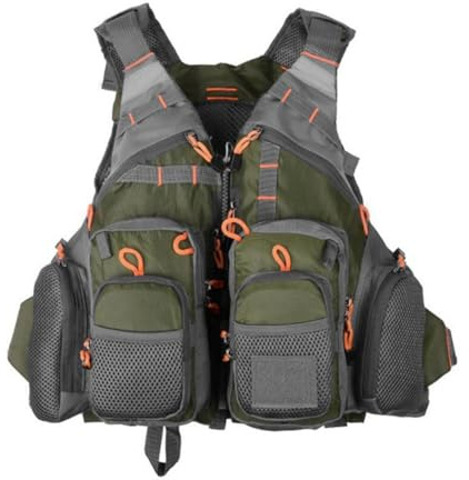 Prterver Schwimmweste zum Angeln, für Outdoor-Sportarten, Fliegenschwimmen, Verstellbare Weste, Angelzubehör, Pechgrün