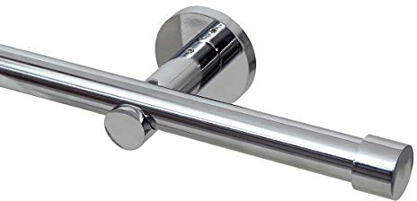 GARDINEUM Gardinenstange Ø 20 mm Cap, Längen von 60 cm bis 400 cm möglich, modern, 1-Lauf, chrom-glanz (ohne Ringe), 200 cm