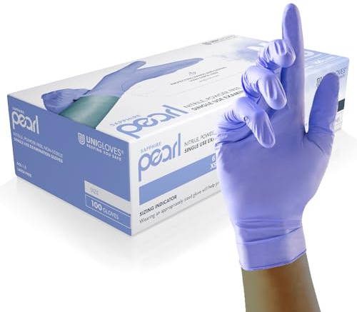UNIGLOVES Pearl Sapphire Guanti Monouso in Nitrile Senza Polvere | Adatti per uso Sanitario, Alimentare e Professionale - Confezione da 100, Zaffiro, Taglia XL (GP0085)