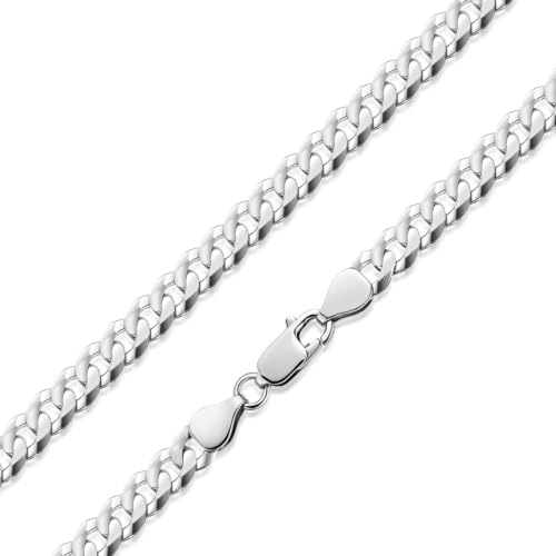 Massive Herren Panzerkette Silber 925 flach 6mm rhodiniert K79 | Männer Halskette Kette 6-fach diamantiert von MATERIA by Matthias Wagner
