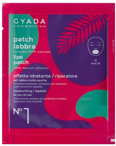 GYADA COSMETICS, Patch Labbra Idratante e Riparatore, per Labbra Secche e Screpolate, con Acido Ialuronico, 5 ml