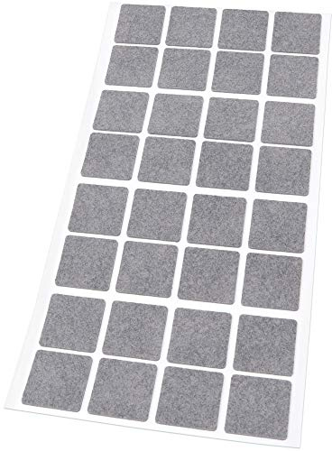 Adsamm® / 32 x Selbstklebende Filzgleiter/Grau / 25x25 mm/Quadratisch / 1.5 mm dünne Selbstklebende Möbelgleiter aus Filz