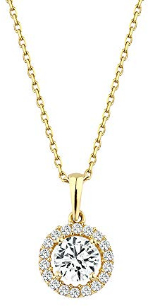 GIORO Leoni 585 Gold Halskette mit handgefassten Steinen besetzt Damen-Collier Anhänger Schmuck (45)