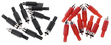 BIlinli 20 Stück schwarz rot Löt-Cinch-Stecker Video-Adapter-Anschluss