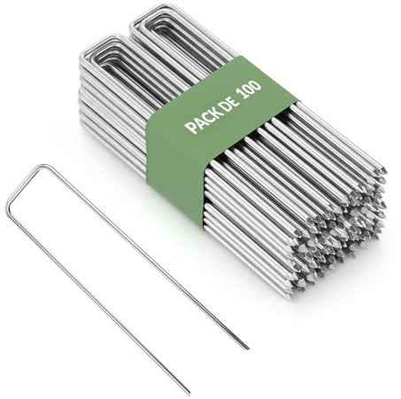 GARDENIX Erdspieße Metall 100 Stück, 200 x 30mm, Ø 3mm, Erdhaken Garten, Pflanzstab Metall, Zaunanker, Erdanker Unkrautvlies, Erdanker Rostfrei, für vielseitige Gartenanwendungen