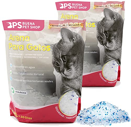 BPS 7.6 L Arena de Sílice para Gatos Arena Blanco Fresco Mascotas Cat Litter 4 Tamaños 3.8L/7.6L/15.2L/30.4L para Elegir (7.6 L) BPS-3200 * 2