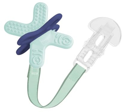 MAM Mordedor para Dientes Posteriores +4 Meses, con Broche, 1 ud | Alivio Instantáneo a la Dentición de los Dientes Posteriores, Extra Ligero y Fácil de Agarrar y Sostener, Incluye Broche