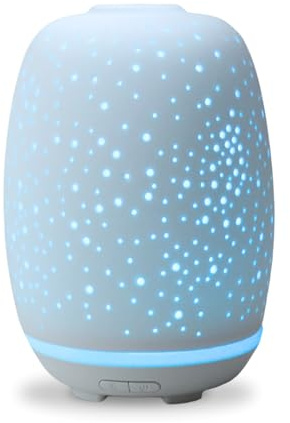 Zen’Arôme Diffuseur d’Huile Essentielle Stella – Diffuseur Ultrasonique Aromathérapie à Froid - Diffuseur Électrique Multifonction en Céramique - Éclairage LED d’Ambiance Coloré – Arrêt Automatique