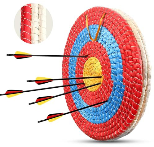 Deweey Zielscheibe Bogenschießen 50x50cm Handgefertigtes Strohbogenziel für Recurvebogen Compoundbogen oder Langbogen 20 Zoll Traditionelles Bogenpfeilziel für Bogenschießen Jagdpraxis