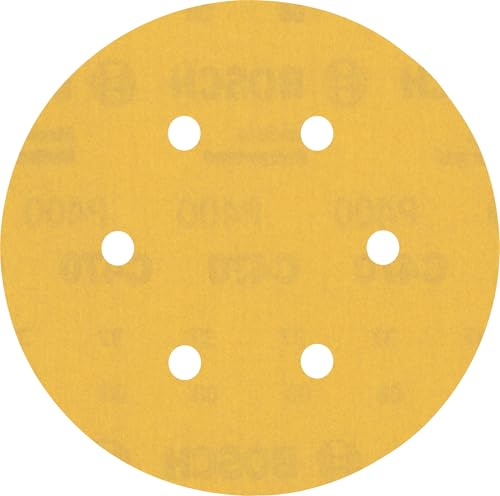 Bosch EXPERT C470 Schleifscheibe, 150mm, K400, 6 Löcher, 50-tlg. | für Farbe auf Holz, Hartholz, Körnung 400, Professional Zubehör Exzenterschleifer