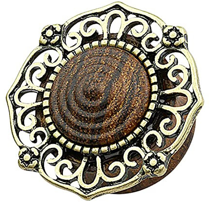 Piersando Ohr Plug Flesh Tunnel Piercing Ohrpiercing Lobe Creole Ohrring Vintage Tribal Antik Holz Altgold Schild Edel 19mm