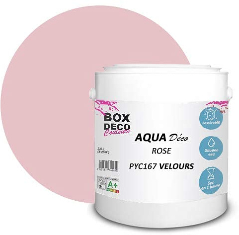 BOX DECO COULEURS Aqua Deco Acryl-Wandfarbe in Samt-Optik, 2,5 l, Rosa
