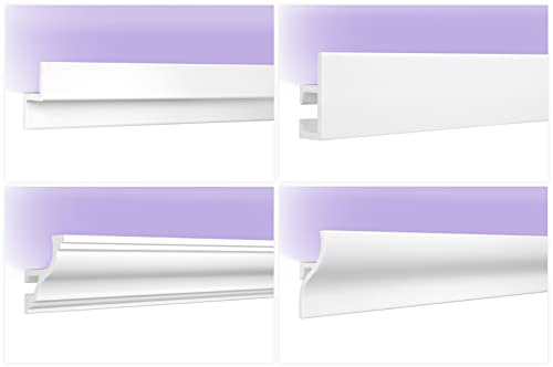 LED Stuckleisten aus HDPS - extrem widerstandsfähig, schneeweiß & modern - (2 Meter KH903) Stuckprofil Deckenprofil Wandleisten Stuck Lichtprofil