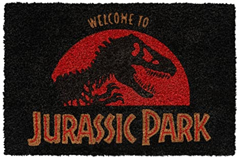 Grupo Erik Zerbino Jurassic Park - Zerbino Ingresso Esterno Cocco Divertente 40x60 cm con Base in PVC Antiscivolo | Tappeto Ingresso Esterno: Jurassic Park Gadget