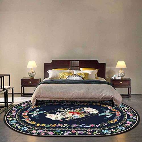 Klassischer Orientteppich, Kurzflor Waschbarer Anti-Rutsch Ornamente Muster Teppich, Blumenkranz im europäischen Hirtenstil schwarz, 200 x 250 cm