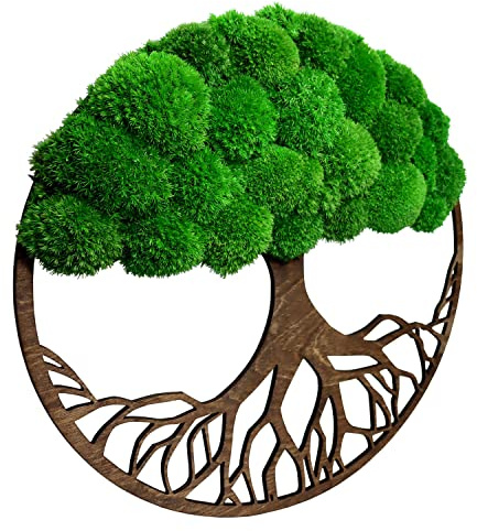 Hello Moss - Moosbild -Wanddeko Moosbilder 40cm in Form Eines Baumes - Schön Aussehender Wand Baum - Wandbild aus Natürlichen Rohstoffen und Deko Moos