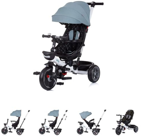 Chipolino Tricycle 4 in 1 Pegas verstellbar, Sitz umkehrbar, Schiebestange, Dach, Farbe:grün