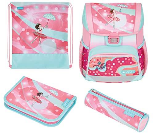 herlitz Schulranzen Set 4-teilig Loop 17 L Ergonomischer Tornister mit geringem Gewicht 1. Klasse Junge Mädchen Kinder