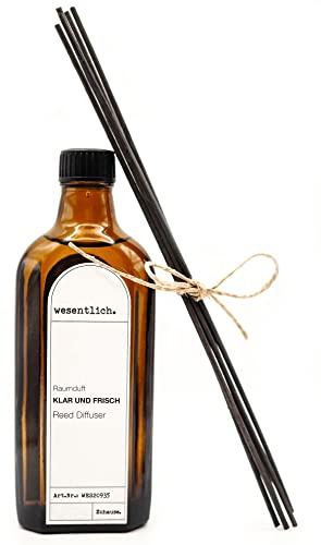 Reed Diffuser Raumduft Klar und Frisch (200ml) inkl. 5 Kapillarstäbchen - dekorativer Raumduft von wesentlich.