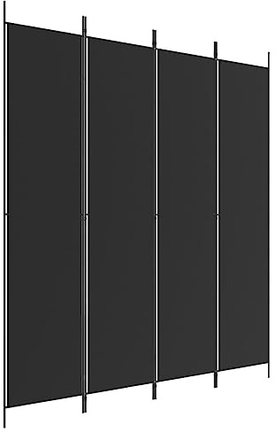 vidaXL Rumsavdelare 4 paneler svart 200x220 cm tyg