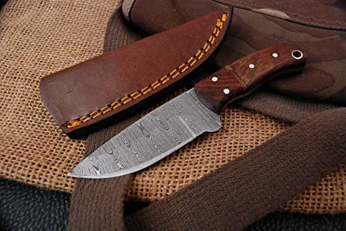 Damast Messer Damaszener Stahl Jagd Jagdmesser Knife Damascus Hunting 6168EA