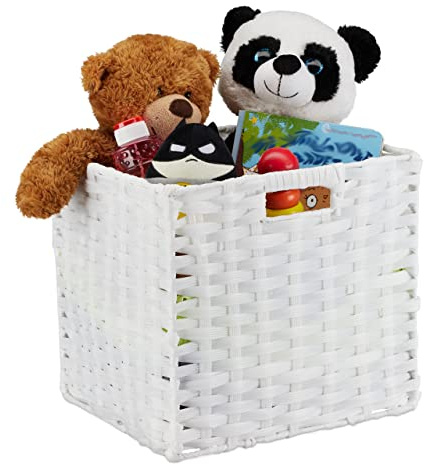 Relaxdays Aufbewahrungskorb, quadratischer PP-Korb für Bad u. Kinderzimmer, Regalkorb geflochten, 31x32x30 cm, Farben