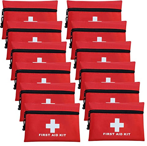 AOUTACC 12-teiliges Mini-Erste-Hilfe-Set, leere Tasche mit Reißverschluss für Notfälle zu Hause, im Büro, Auto, Outdoor, Boot, Camping, Wandern