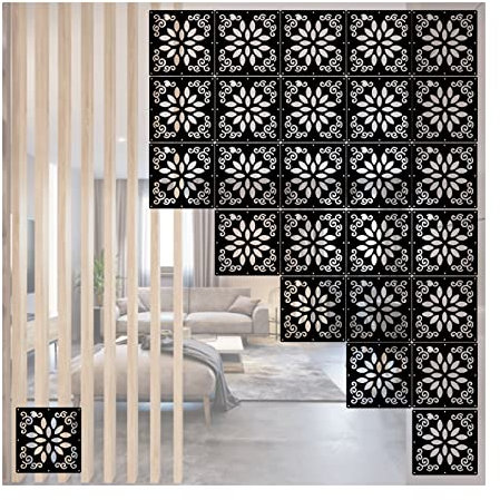 HJZALMI Schlafzimmer Hängenden Bildschirm Trennwände, DIY Raumtrennung, Holz-Kunststoff-Bildschirm-Paneel Für Büro Schlafzimmer Küche,. Leicht Zu Installieren (Farbe : Black A, Größe : 50pcs)
