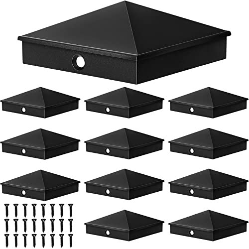 Dunzy 12 Stück 6 x 6 Pfostenkappen Aluminium Pyramide Pfostenkappen Deck Post Caps Dekorative Zaunpfosten Abdeckungen mit mattem Finish 14 x 14 cm Pfostenaufsätze Holzpfosten für Decks, Korridore,