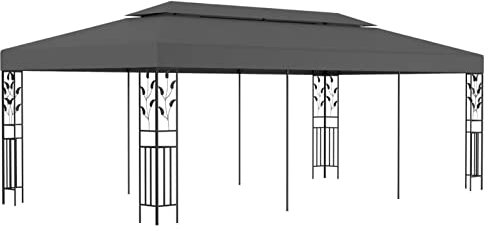 Homgoday Gazebo 3x6 m Antracite, Gazebo da Giardino, Gazebo Ombrellone da Giardino Spiaggia Pesca Esterno Antivento per Arredo Giardino Terrazzo Esterno