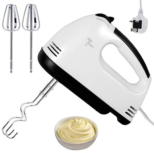 Hand Mixer Electric Whisk, 7 Modes Portable Handheld Blender With 4 Stainless Steel Accessories and Egg Separator for Baking Cakes