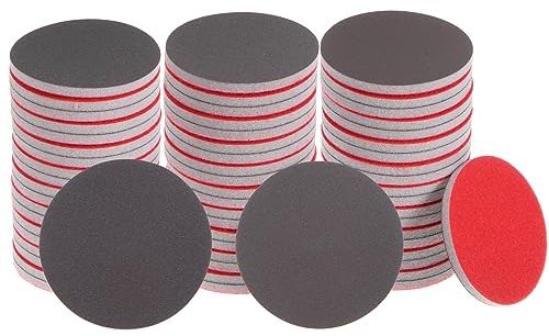 sourcing map Set di 60 spugne abrasive da 7,6 cm, grana 1200, grana 2000, grana 3000, con gancio e anello, per lucidatura a secco/umido, per auto, legno, cartongesso, metallo