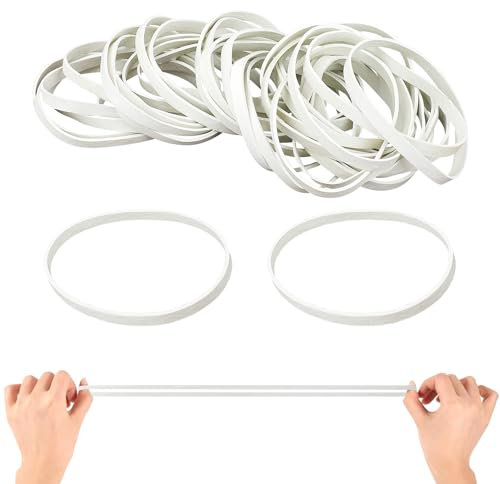 Elastic Bands Heavy Duty 100Pcs Thick rubber bands100x5mm Natural Strong Money Elastic Bands Wide Rubber Band Stationary Stretchable Bands for Home School Office Workshop Accessories,White