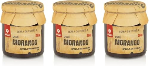 Mermelada de Fresas - Pack de 3 Frascos de 280g - Sabor Clásico e Irresistible - Ideal para Postres y Desayunos - Sin Colorantes ni Conservantes - Producto Gourmet de Origen Portugués