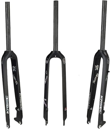 Kolfiber MTB styv gaffel 26/27,5/29 tums mountainbikegaffel 1-1/8'' rak gänglös skivbroms framgaffel (Color : 26inch Black)