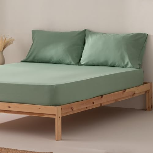 Sabana Bajera Cama 80 x 200 x 30 cm 100% Algodón Transpirable Ajustable Color Agua